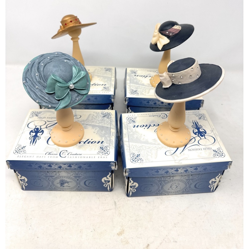Lot of 4 High Fashion Hat Collection Miniature